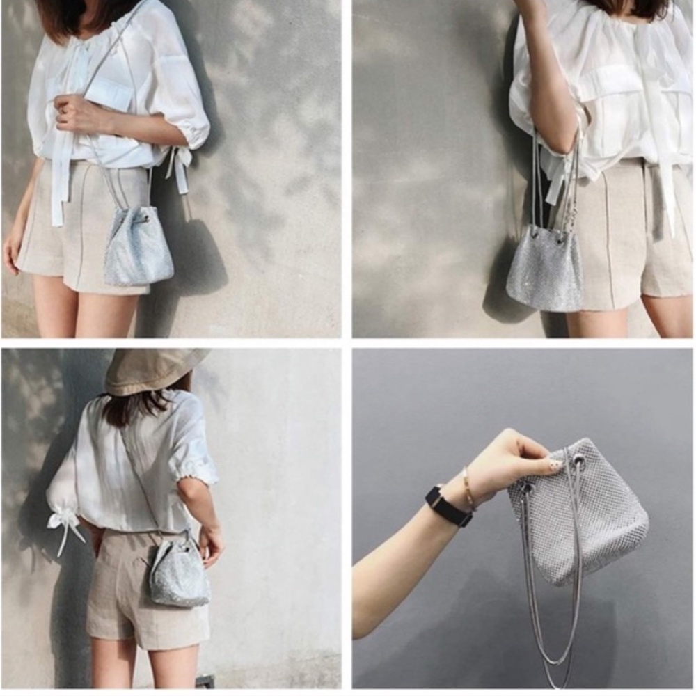 Mesh studded bag Bucket/Crossbody Bag